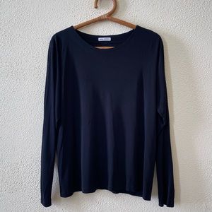 Black Long-Sleeve Crewneck Blouse